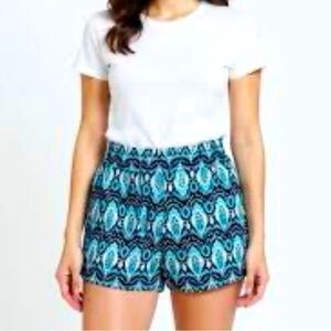 Wildfox Women’s Rayon Relaxed Fit Blue Multicolor Pockets Shorts Plus Size XXL